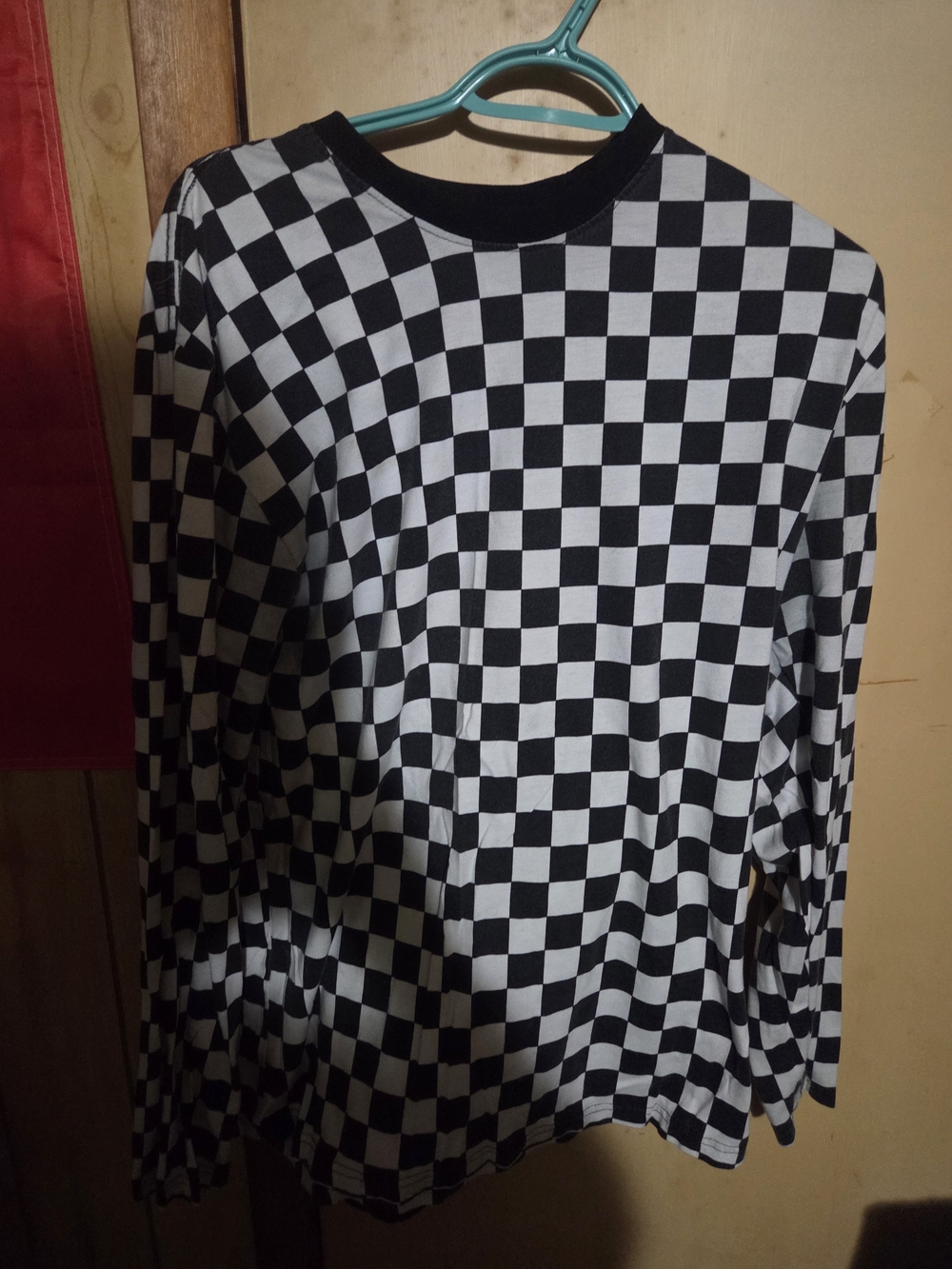 Hot Topic Black and White Checkered Crewneck Sweater